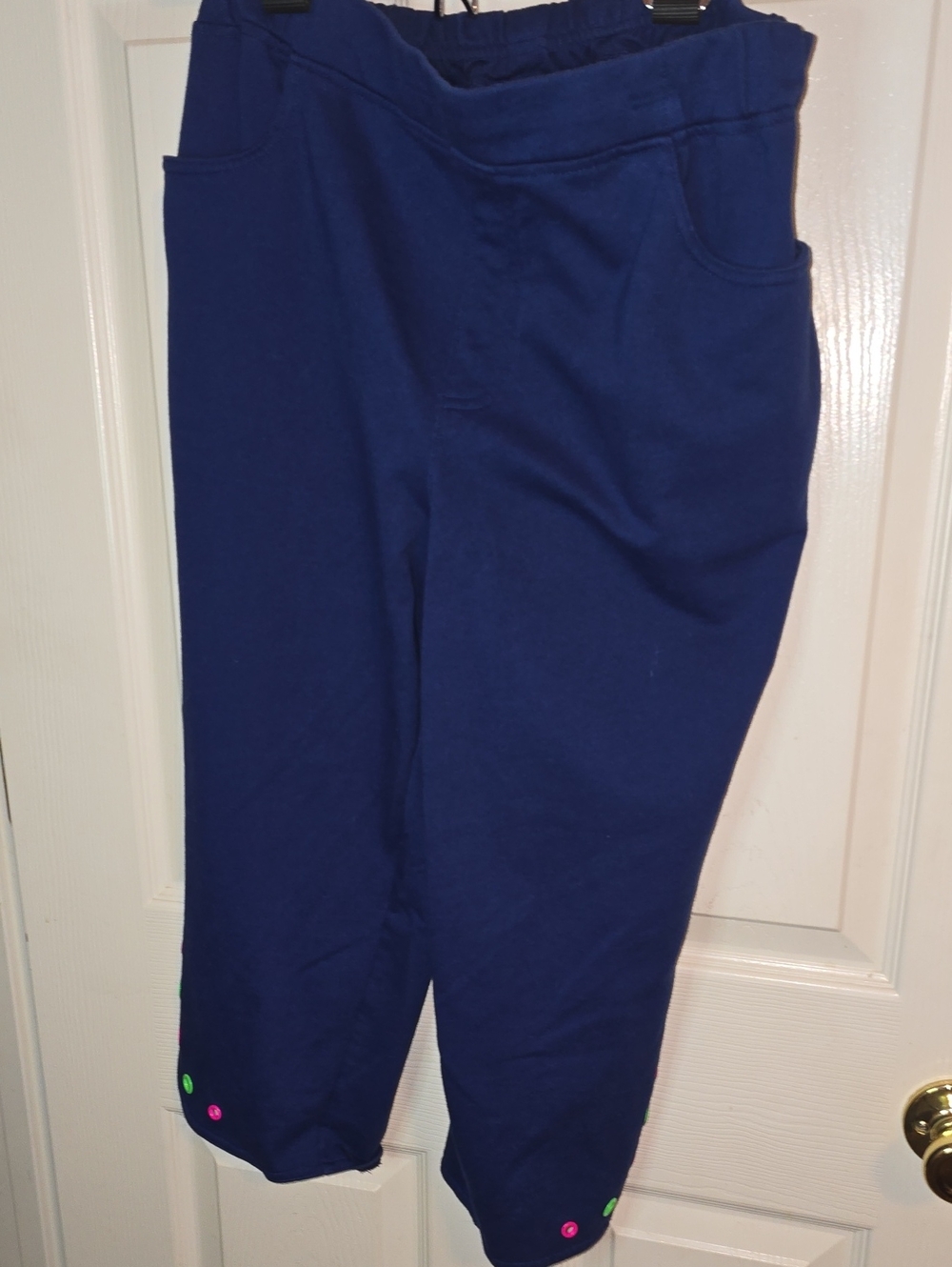 Quacker Factory Navy Blue Pull-On Pants with Elastic Waist‎